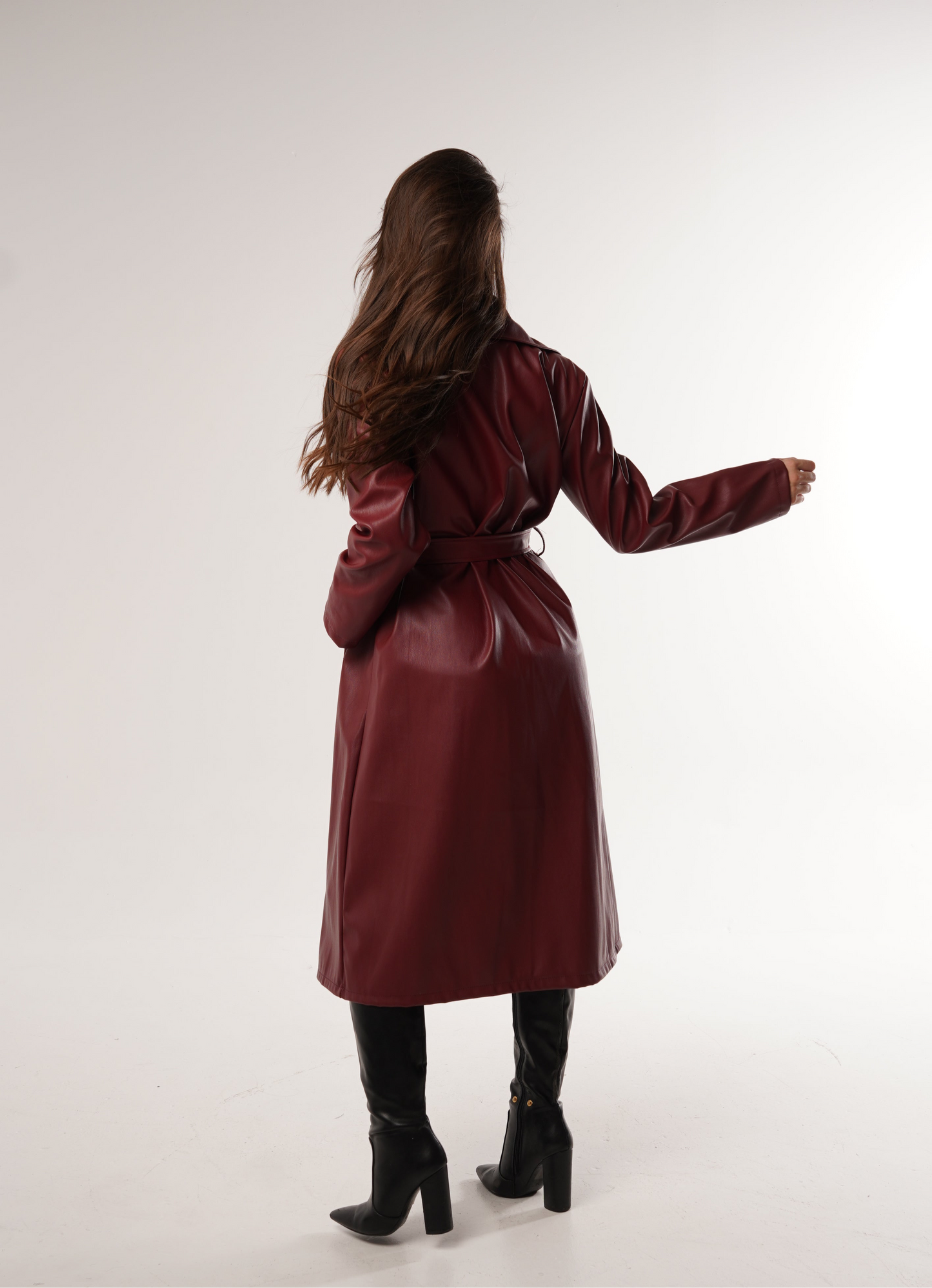 a) Thin Trench Leather Coat