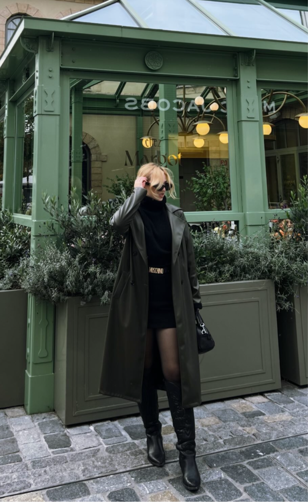 a) Thin Trench Leather Coat