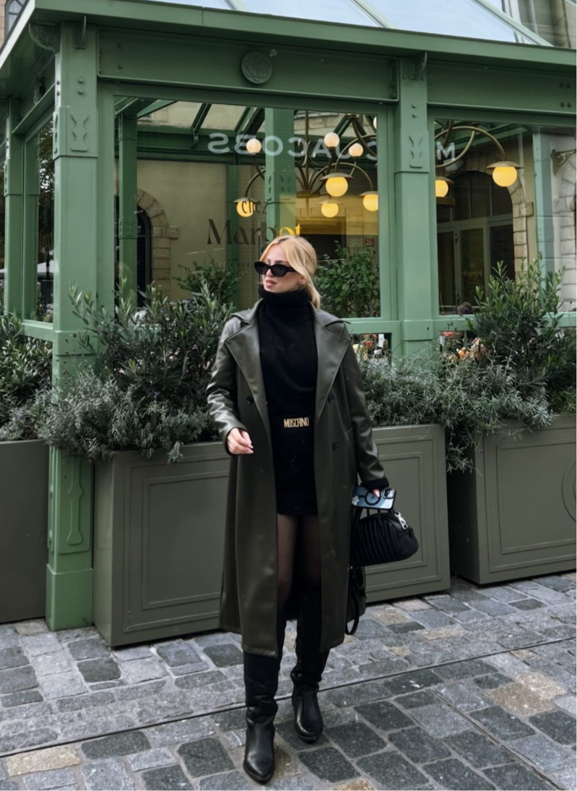 a) Thin Trench Leather Coat